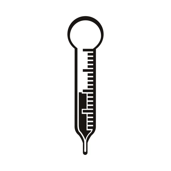 Черный силуэт термометра с температурной шкалой — стоковый вектор