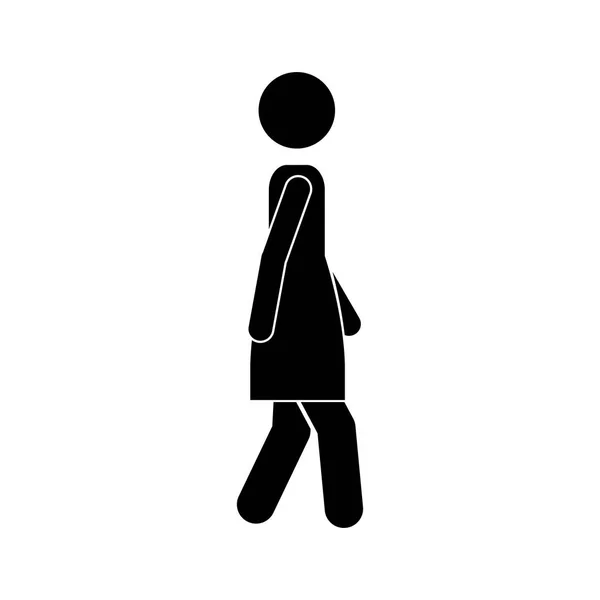 Schwarze Silhouette Frau zu Fuß Ikone — Stockvektor