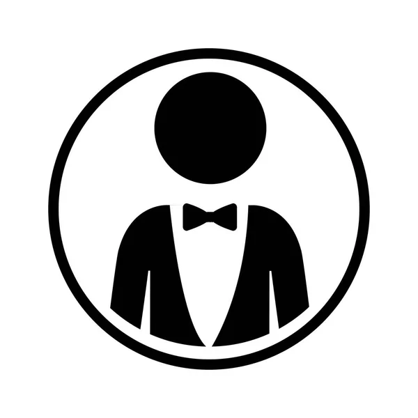 Esfera de silueta de medio cuerpo icono hombre estilo formal con corbata — Vector de stock