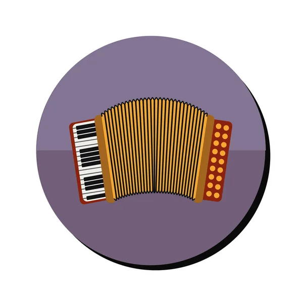 Accordion with keyboard in round frame — Stock Vector