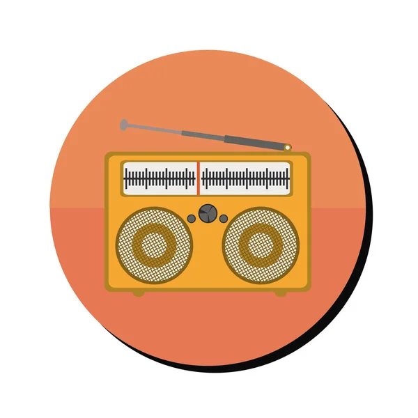 Radio estéreo portátil en marco redondo — Vector de stock