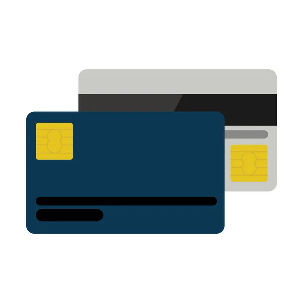 Silueta tarjeta de crédito por ambos lados — Vector de stock
