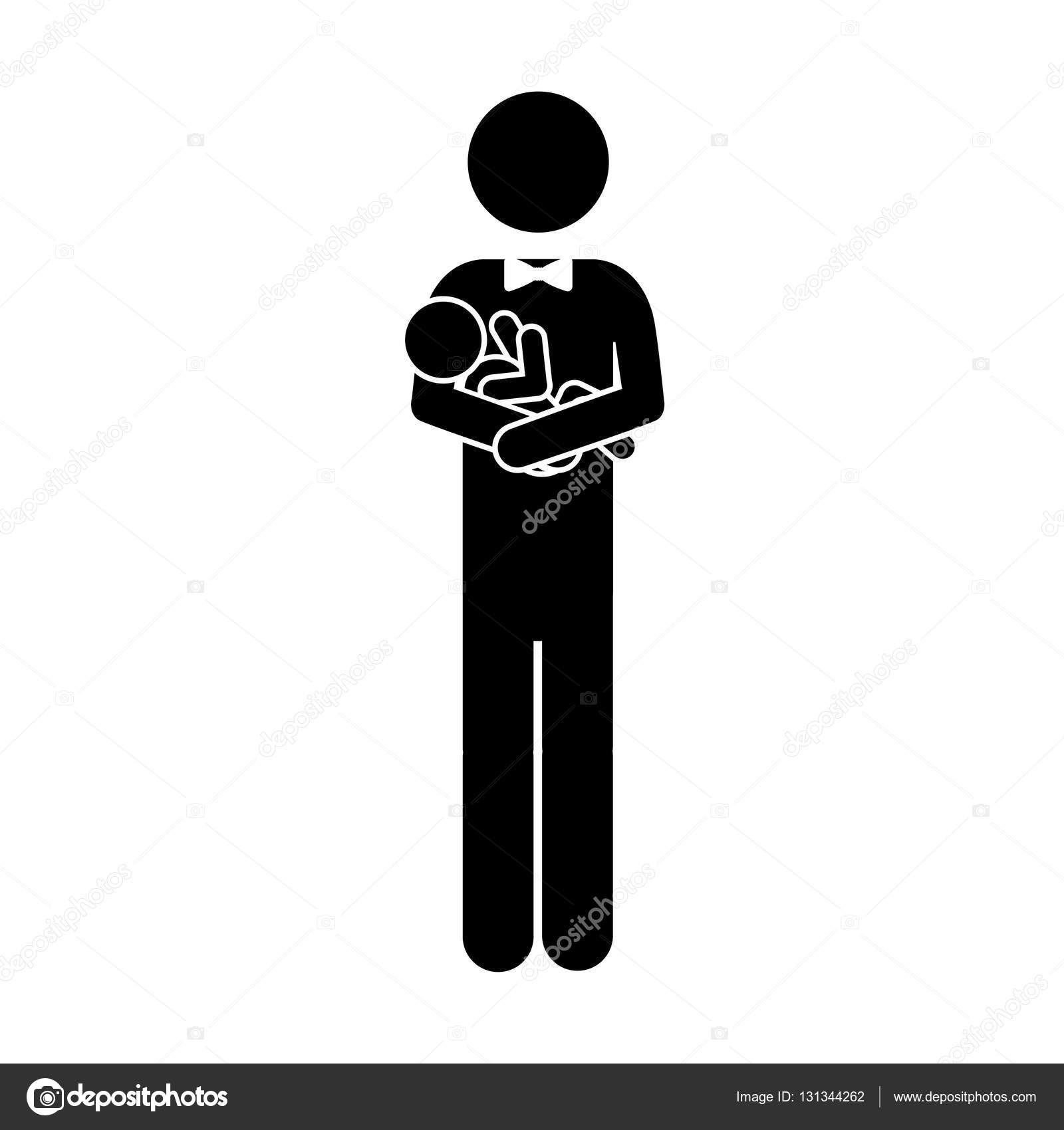 Homme De Pictogramme Portant Un Bebe Image Vectorielle Grgroupstock C