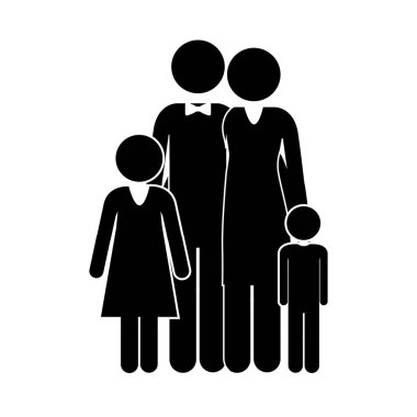 Aile çekirdeğin siyah siluet