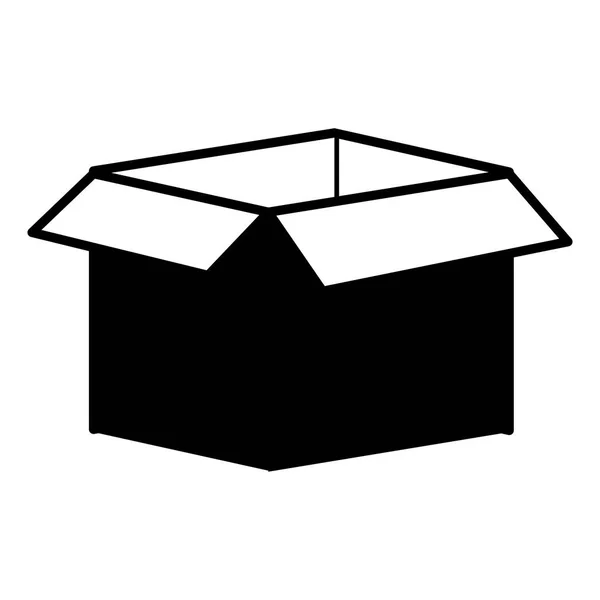 Silueta černobílý s krabicí kartonu otevřen — Stockový vektor