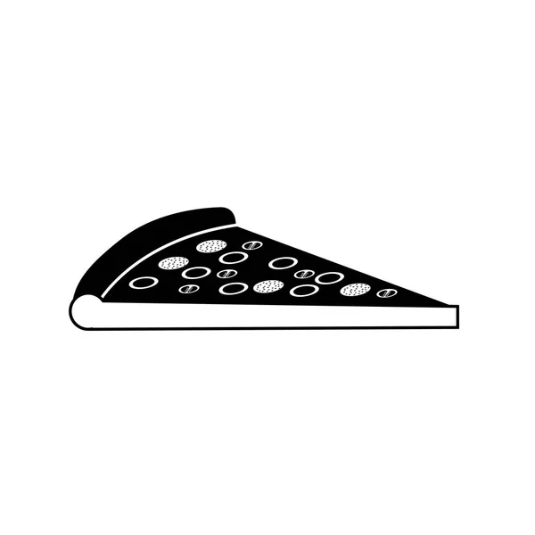 Silhouette monochrome avec portion pizza — Image vectorielle