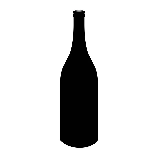Silhouette monocromatica con bottiglia di bevanda — Vettoriale Stock