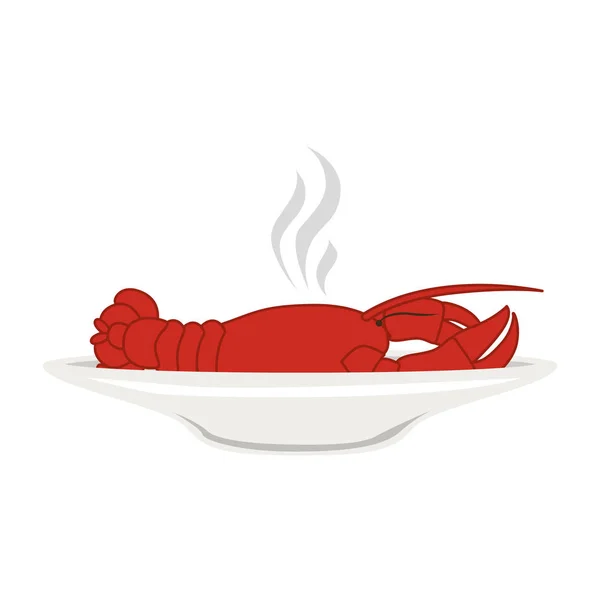 Silhouette colorful dish with hot lobster — Stock Vector