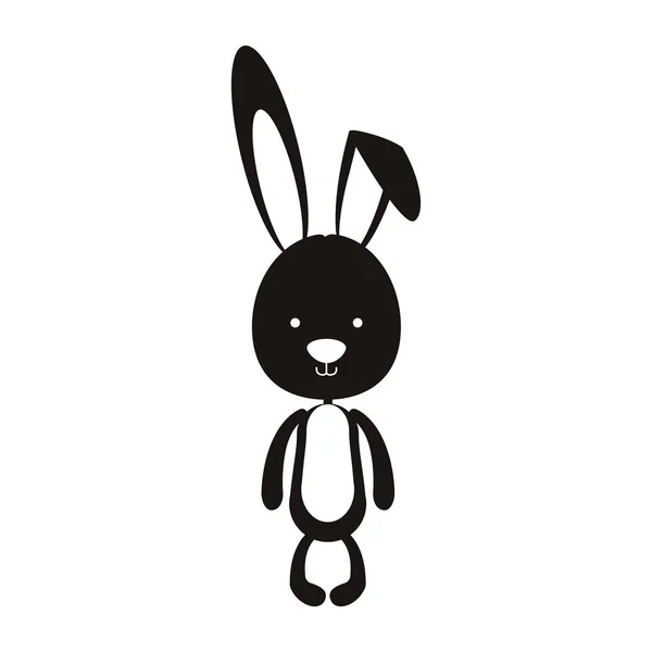 Black silhouette of skinny rabbit — Stock Vector