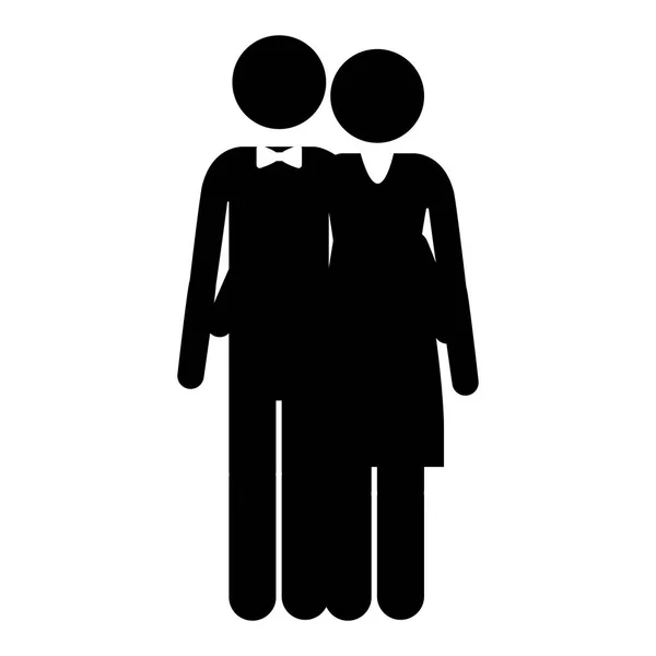 Pictogram man en vrouw omarmd — Stockvector