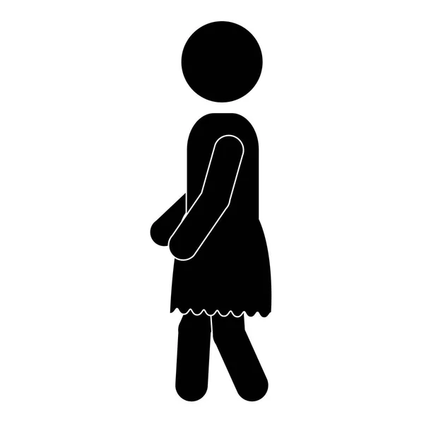 Silueta negro mujer caminando icono — Vector de stock
