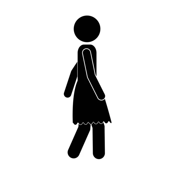 Silhueta preta mulher gorda ícone andando — Vetor de Stock