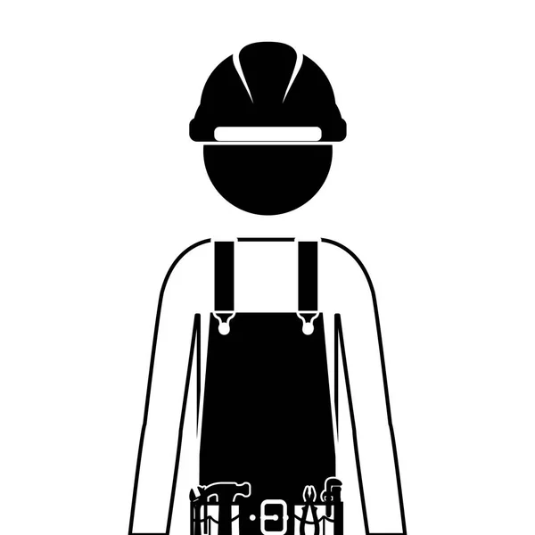 一半的身体轮廓男人工人工具包 — 图库矢量图片