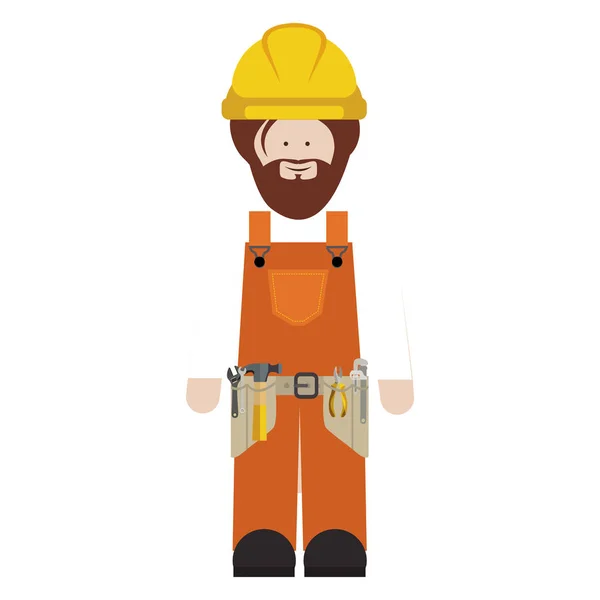 Homem silhueta trabalhador com kit de ferramentas e barba —  Vetores de Stock