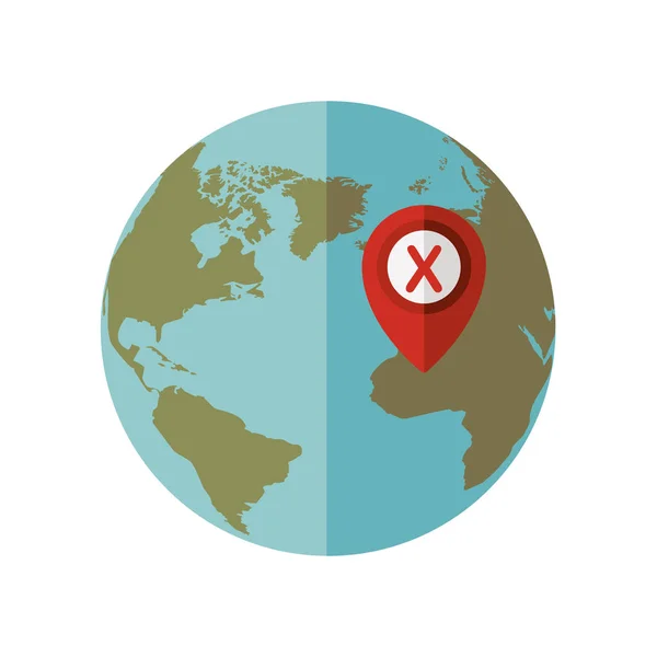 Mavi küre Dünya Harita göstergesiyle birlikte x — Stok Vektör
