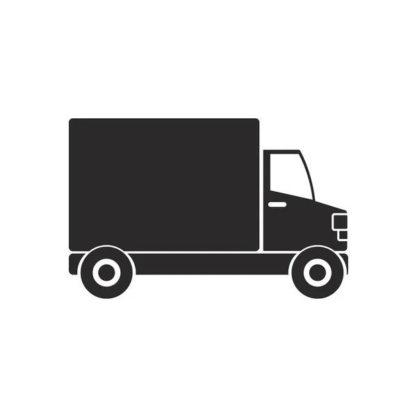 Black silhouette transport truck with vagon — Stock Vector