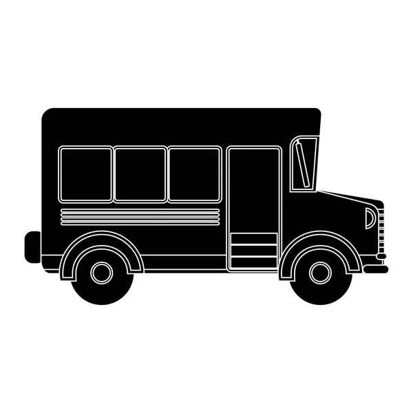 Silhueta preta ônibus escolar com rodas — Vetor de Stock