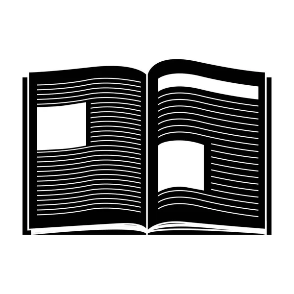 Schwarze Silhouette offenes Buch mit Text — Stockvektor