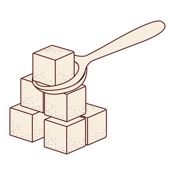 Diseño aislado de azúcar y cuchara — Vector de stock