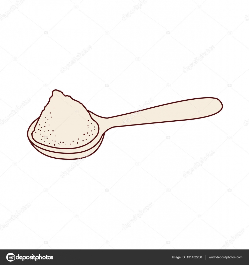 Disegno di zucchero ed il cucchiaio isolato — Vettoriale Stock