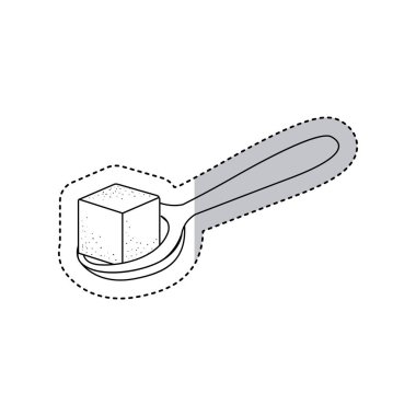 İzole şeker ve kaşık tasarım