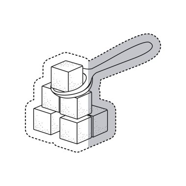 İzole şeker ve kaşık tasarım