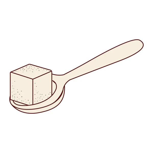 Desain sendok dan gula yang terisolasi - Stok Vektor