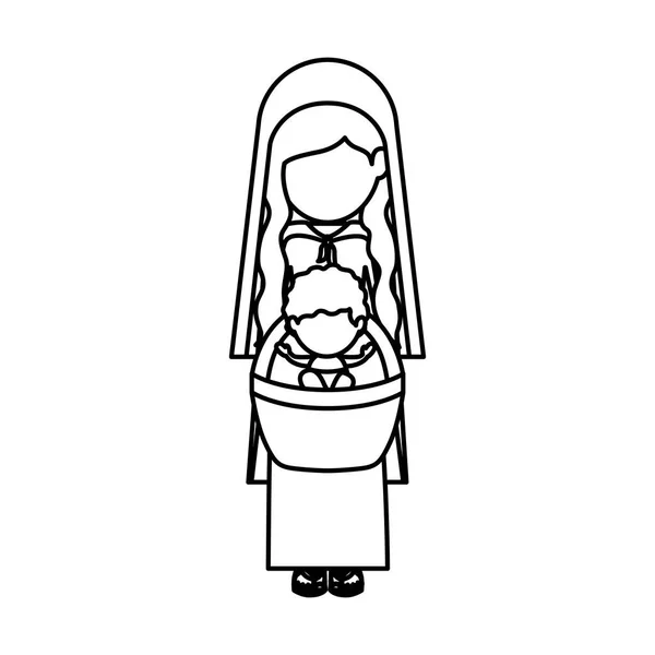 Mary, samostatný a dítě Ježíš design — Stockový vektor