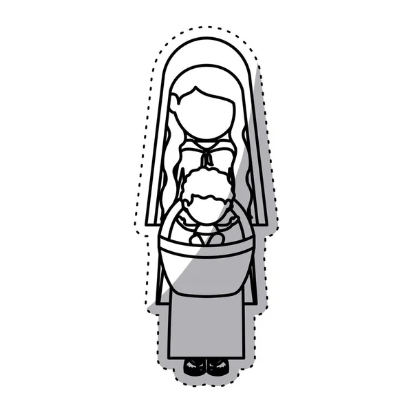 Conception isolée Mary et bébé Jésus — Image vectorielle