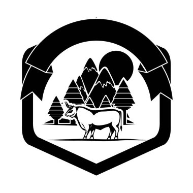 Etiket tasarımını içinde izole boğa hayvan