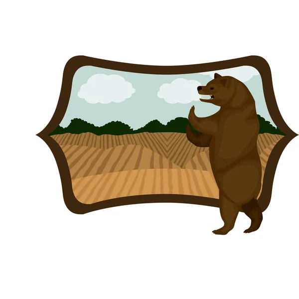 Isolated bear inside frame design — Stock Vector