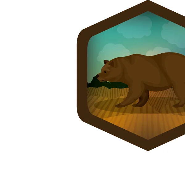 Изолированный медведь внутри рамы — стоковый вектор