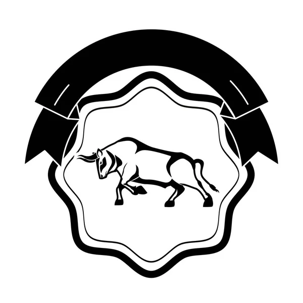 Toro aislado animal dentro del diseño de la etiqueta — Vector de stock