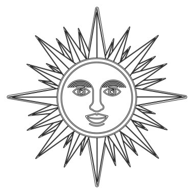 İzole güneş karikatür tasarım