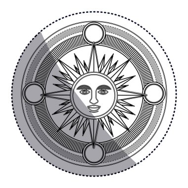 Pusula tasarım içinde izole güneş