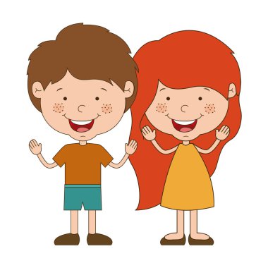 İzole erkek ve kız çocuk karikatür tasarım