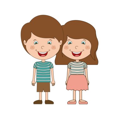 İzole erkek ve kız çocuk karikatür tasarım