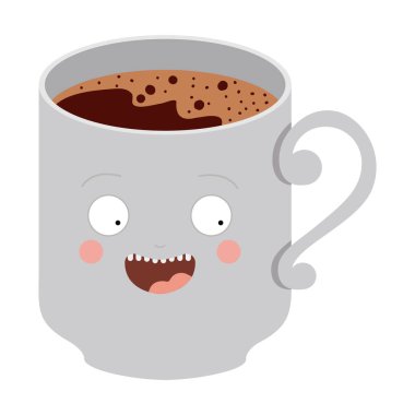 İzole kahve kupa çizgi film