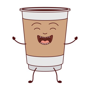 İzole kahve kupa çizgi film