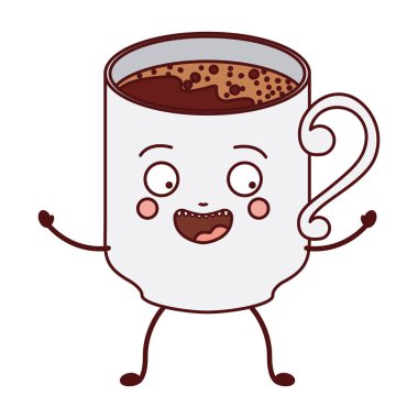 İzole kahve kupa çizgi film