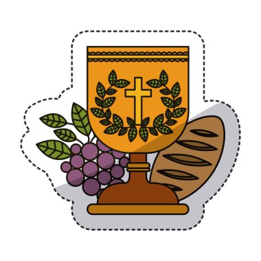 İzole din Kupası üzüm ve ekmek tasarım