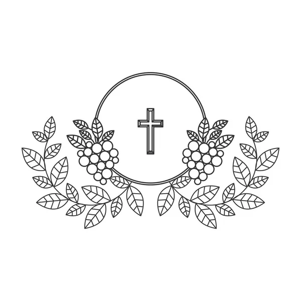 Geïsoleerde religie Kruis en druiven ontwerp — Stockvector