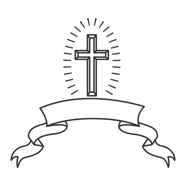 Religión aislada cruz y diseño de cinta — Vector de stock