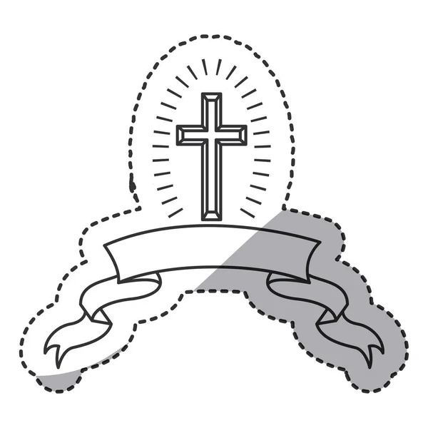 Croix de religion isolée et conception de ruban — Image vectorielle