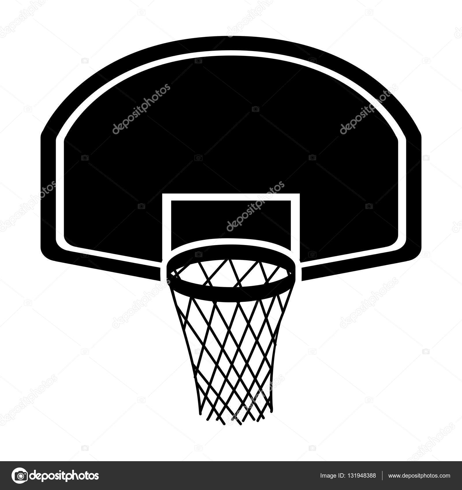Download silhouette monochrome with rounded basketball hoop — Stock ...