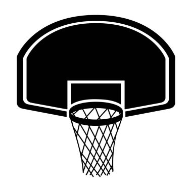 siluet siyah beyaz yuvarlak Basketbol çember ile