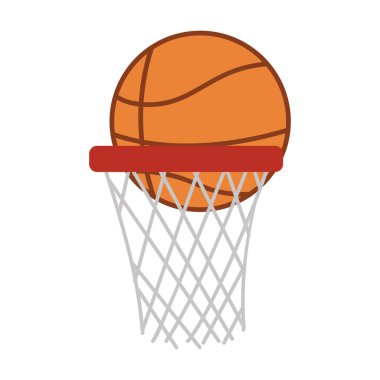 Basketbol çember ve topu ile renkli siluet