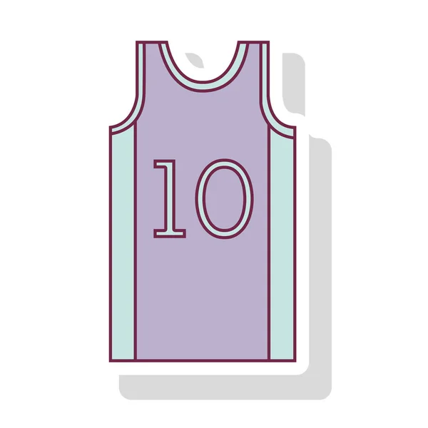 Silueta pastel color de baloncesto camiseta número diez — Archivo Imágenes Vectoriales