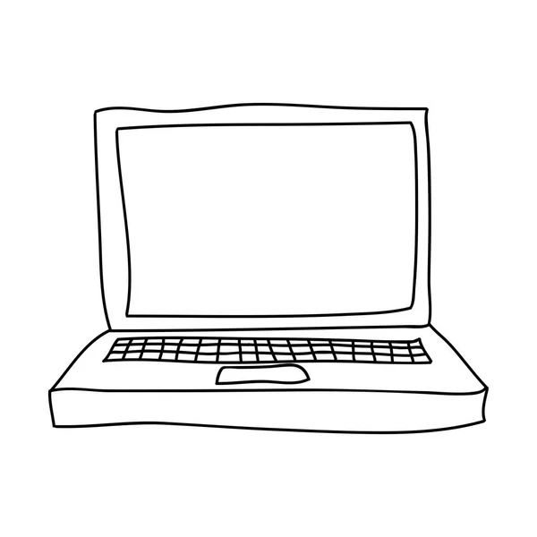 Contorno monocromatico del computer portatile — Vettoriale Stock
