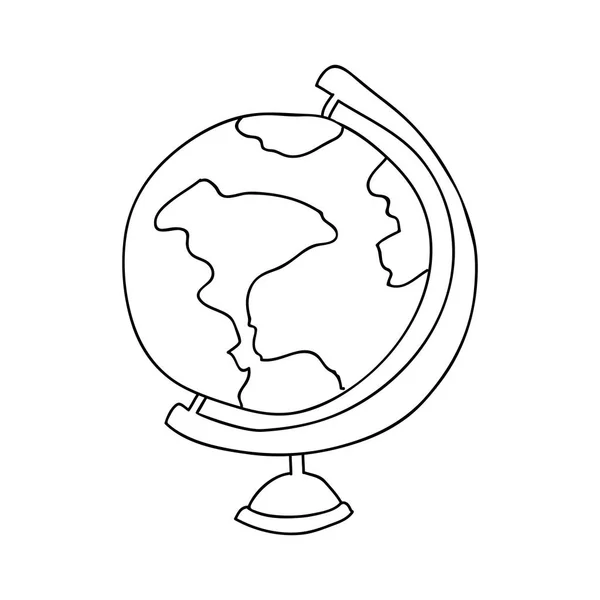 Monochroom contour met kaart van de wereld — Stockvector